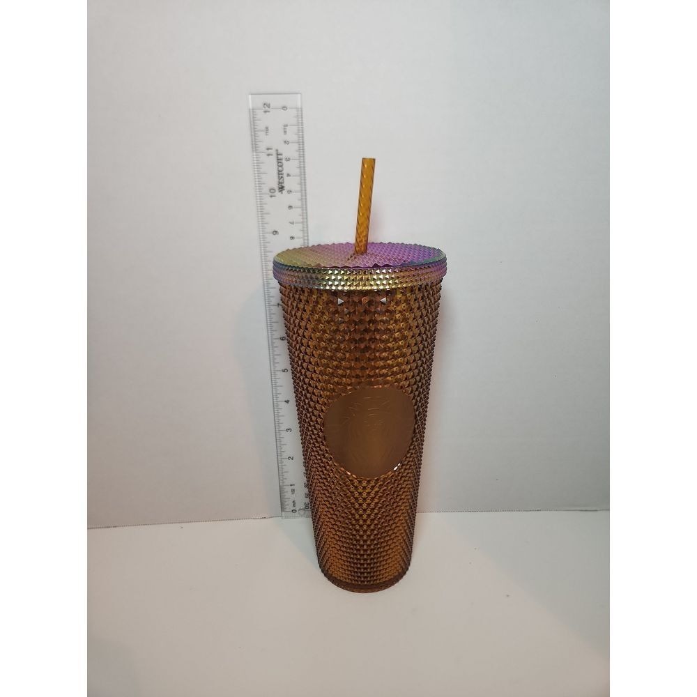 Starbucks 50th Anniversary Studded 24oz Cup Tumbler Bronze Gold Copper 011124692